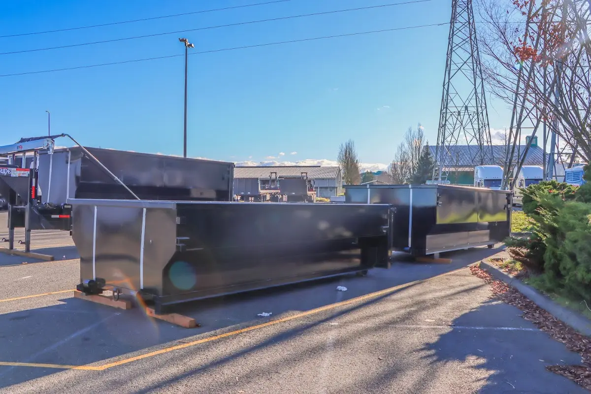 Roll-off dumpster ready for waste disposal at job site for Construction Dumpster Rental in Western Springs